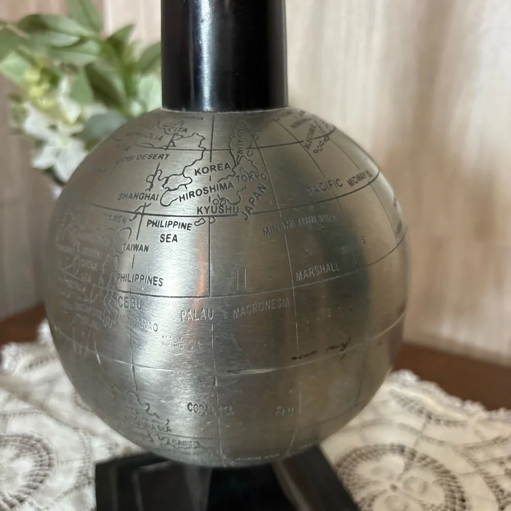 Elegant Black and Silver Decorative Globe Mid Century Modern